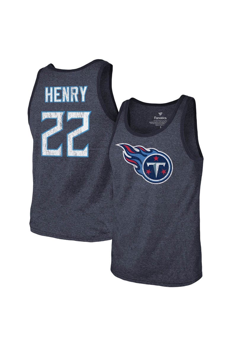 Men's Majestic Threads Derrick Henry Navy Tennessee Titans Name & Number Tri-Blend Tank Top, Main, color, Navy