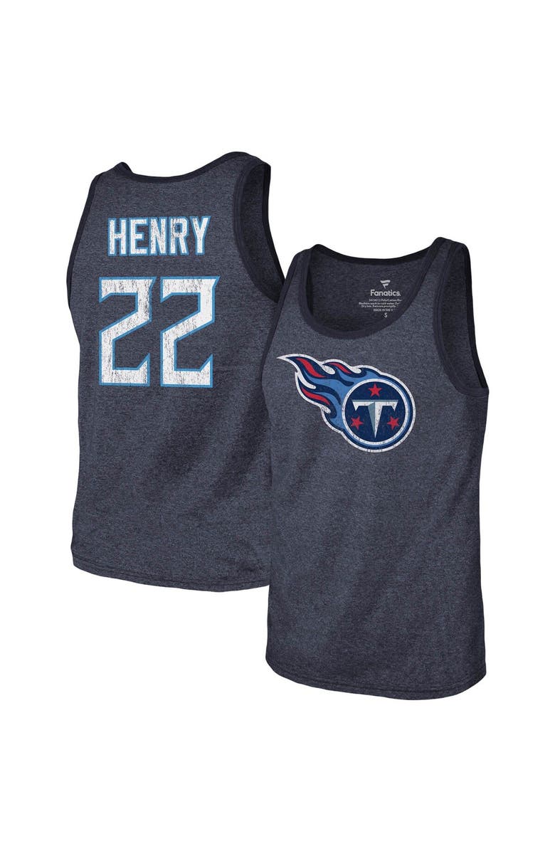 Majestic Threads Men's Majestic Threads Derrick Henry Navy Tennessee Titans Name & Number Tri-Blend Tank Top, Main, color, 