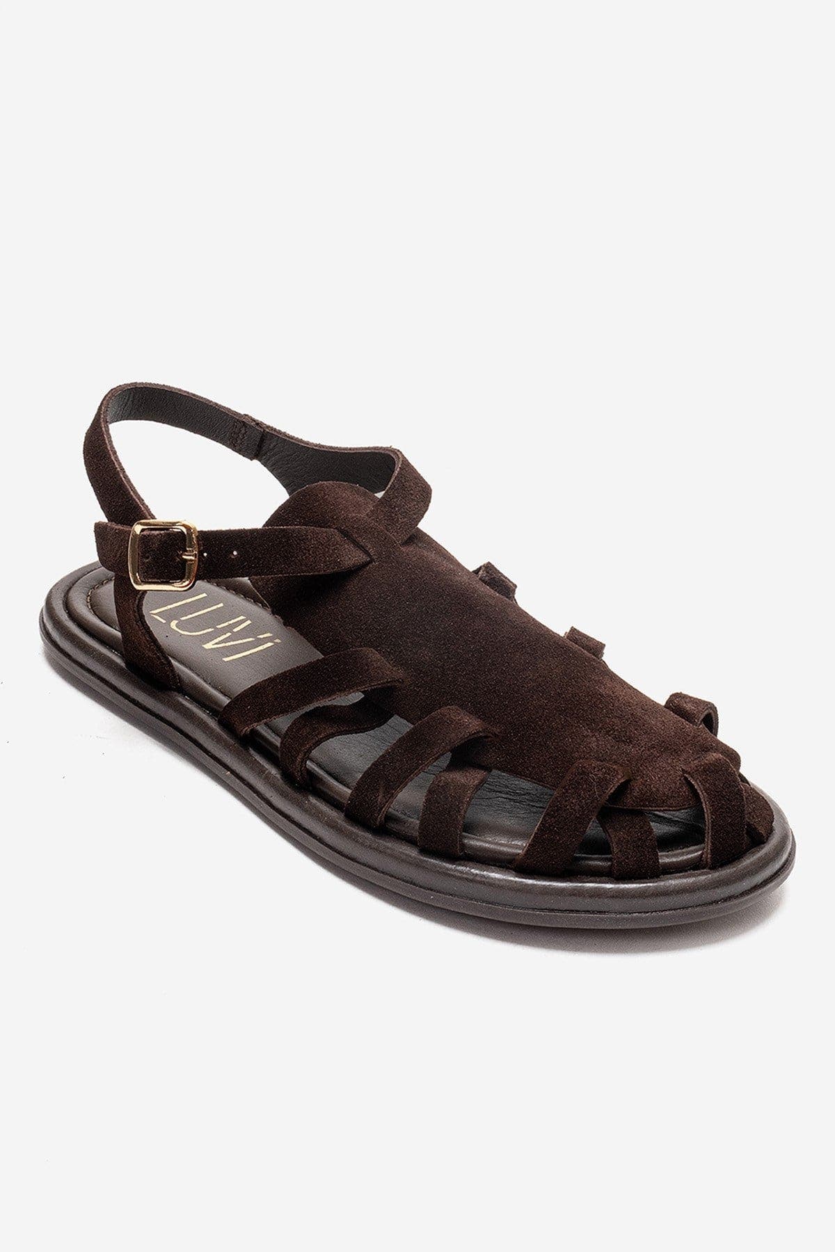 Alone Leather Gladiator Sandal, Alternate, color, Brown Suede