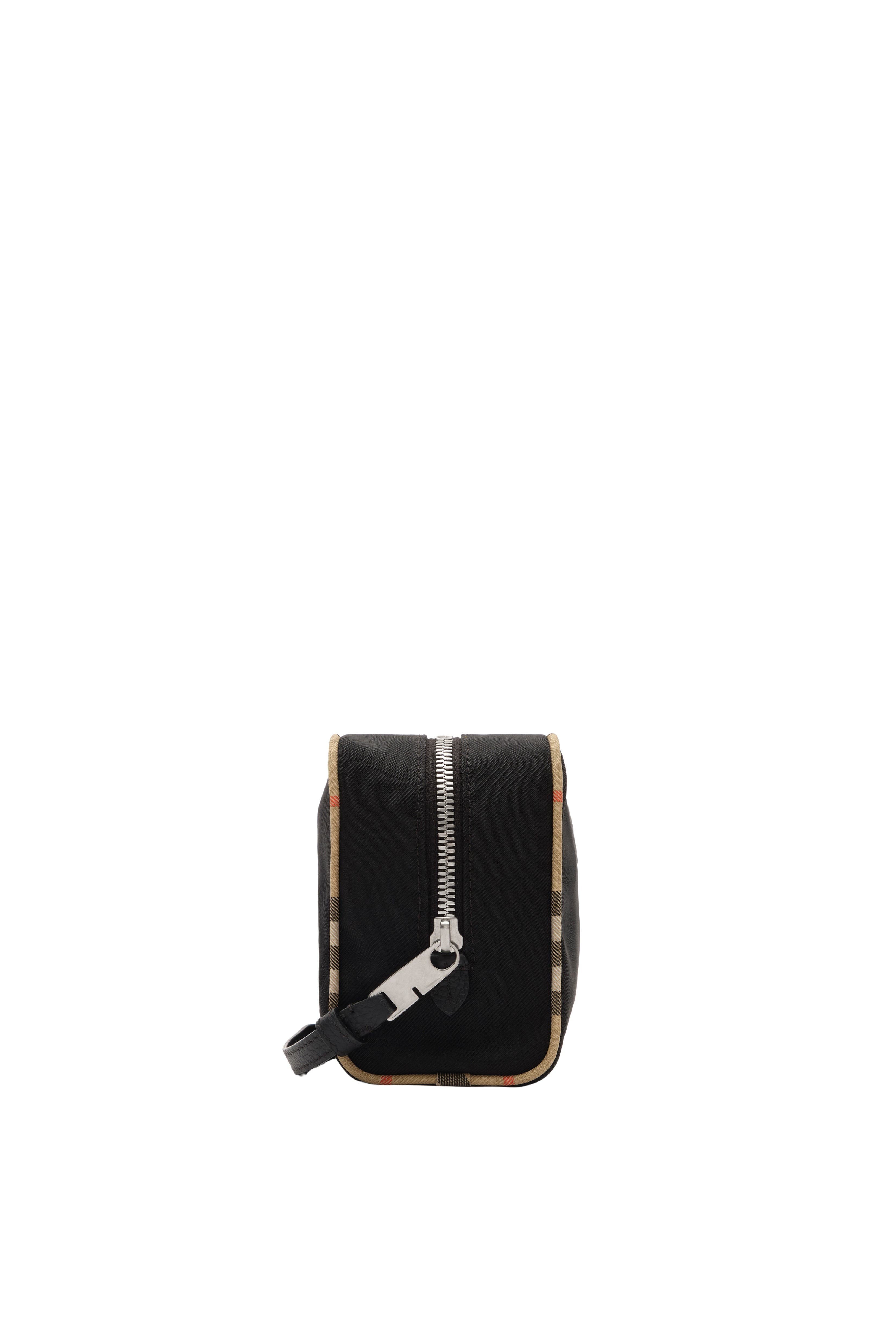 Burberry Medium Check Trim Travel Pouch, Alternate, color, Black