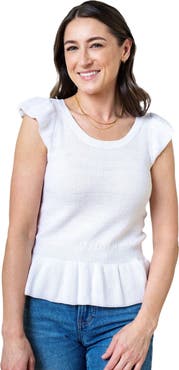 Hope & Henry Women's Organic Peplum Sweater Top