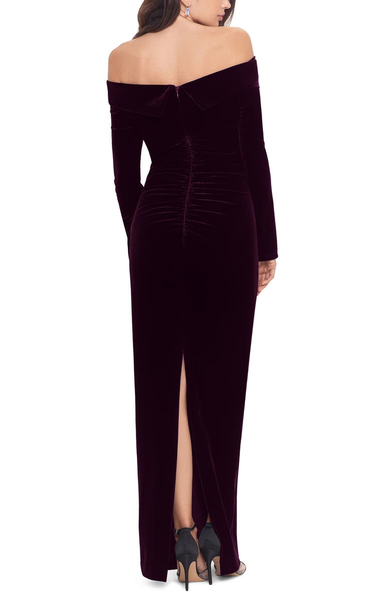 Xscape Evenings Off the Shoulder Long Sleeve Gown, Alternate, color, 