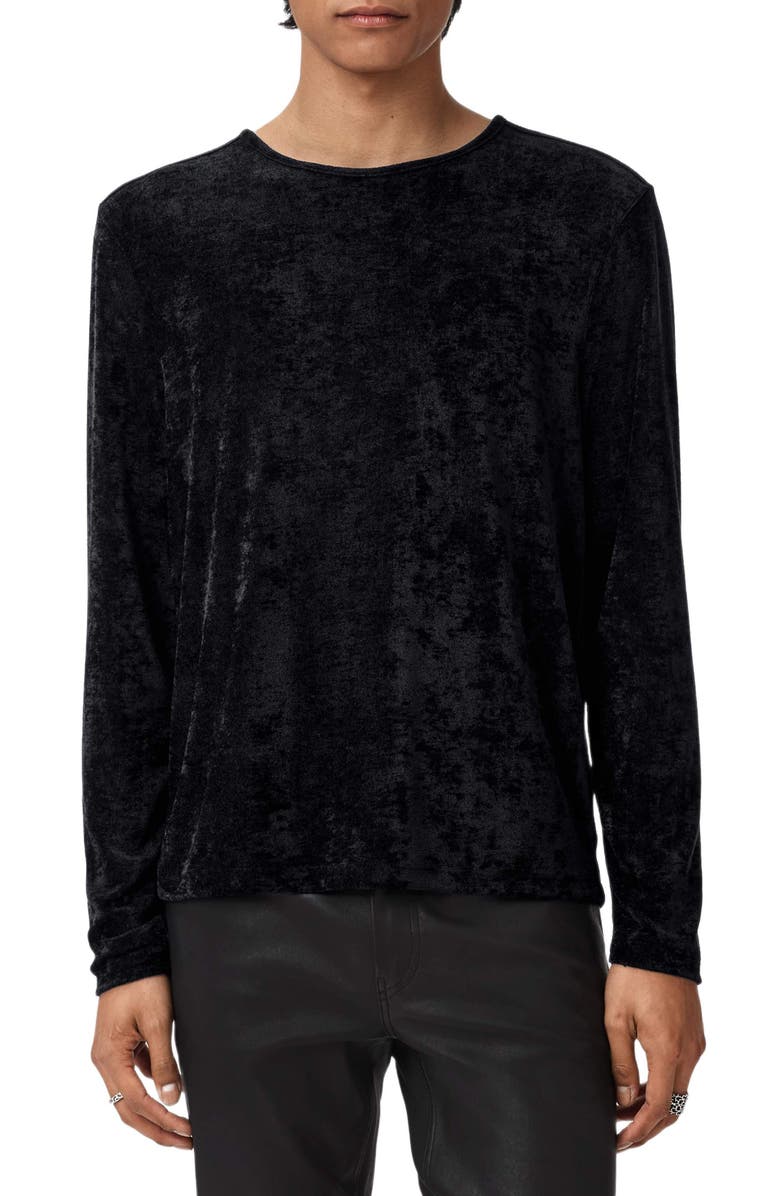 John Varvatos Sandro Long Sleeve Velvet Top, Alternate, color, Black