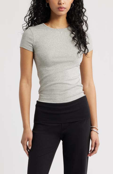 Stretch Cotton Blend Crewneck T-Shirt