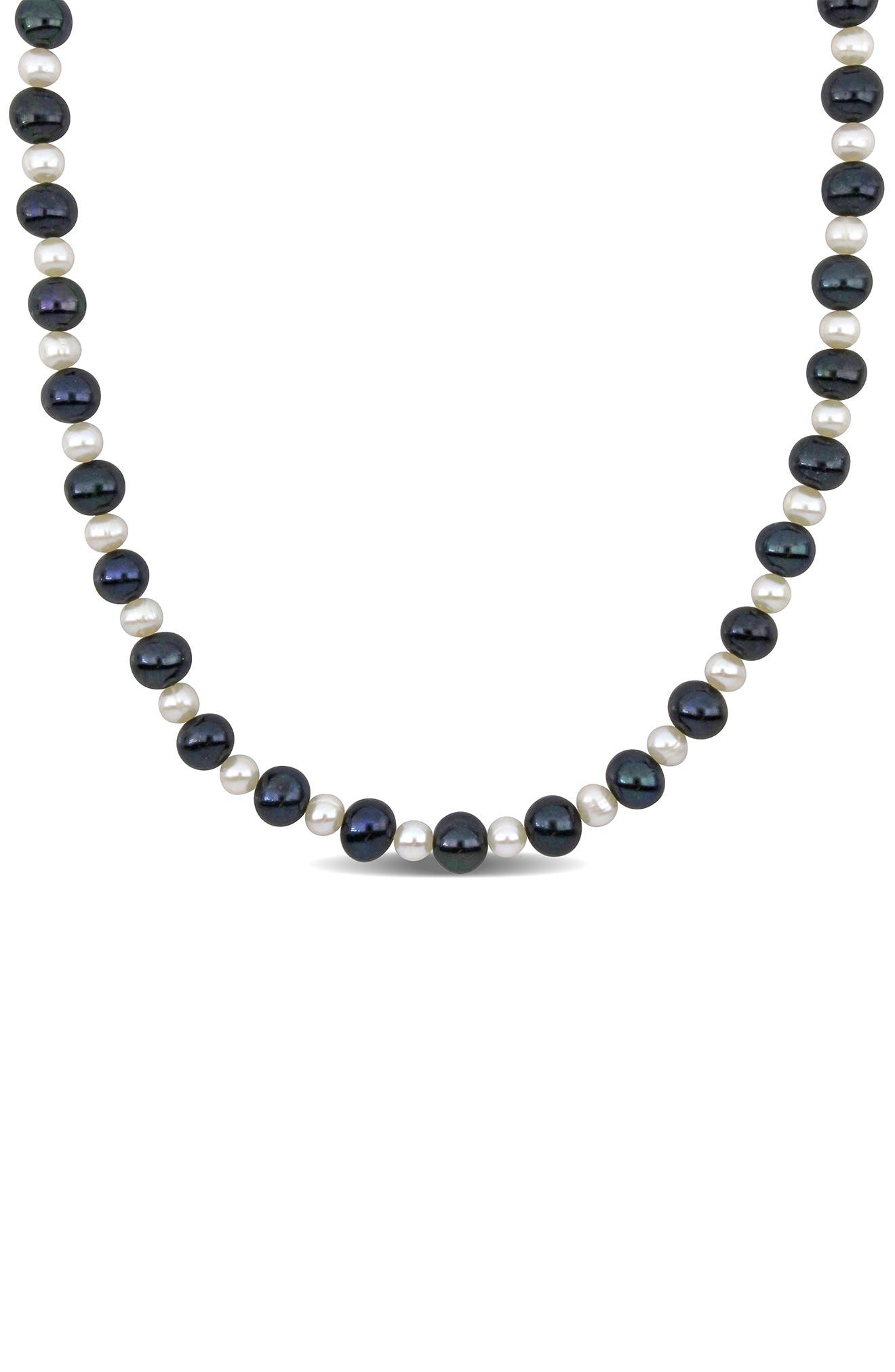 DELMAR Men's 5–8mm Black & White Cultured Freshwater Pearl Necklace