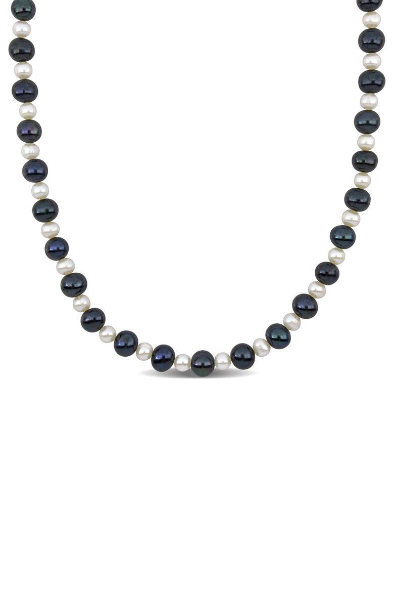 Men's 5–8mm Black & White Cultured Freshwater Pearl Necklace, Main, color, BLACK WHITE MULTI