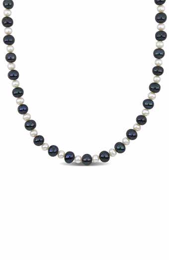 DELMAR Men's 5–8mm Black & White Cultured Freshwater Pearl Necklace