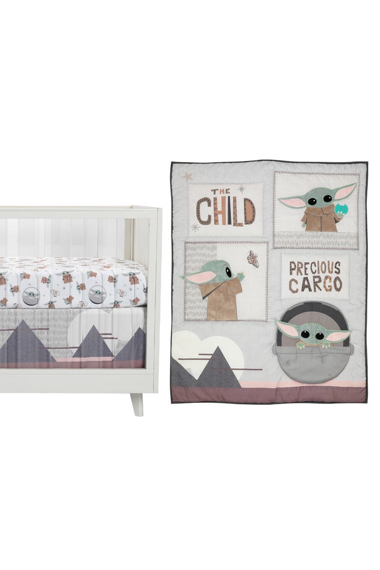Star Wars The Child Baby Yoda Nursery 3-Piece Baby Crib Bedding Set, Main, color, Multicolor