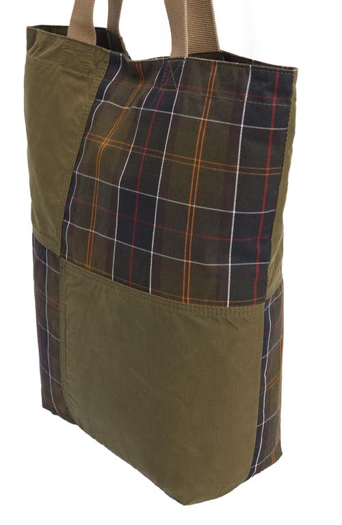 Shop Barbour Transport Patchwork Tote In Dusky Green