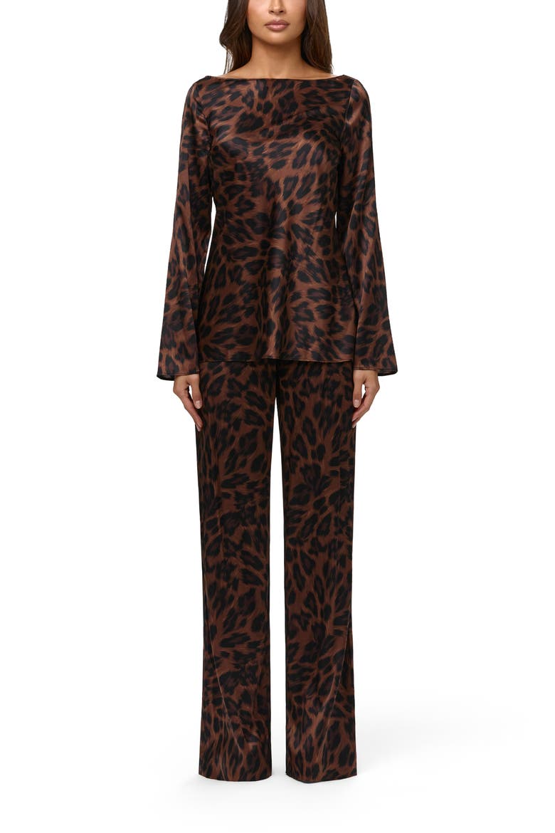Stretch Silk Long Sleeve Top, Alternate, color, BRUSHED LEOPARD