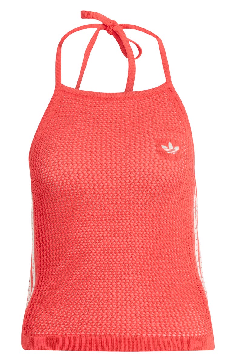 adidas Originals Open Stitch Halter Top, Alternate, color, Semi Lucid Red