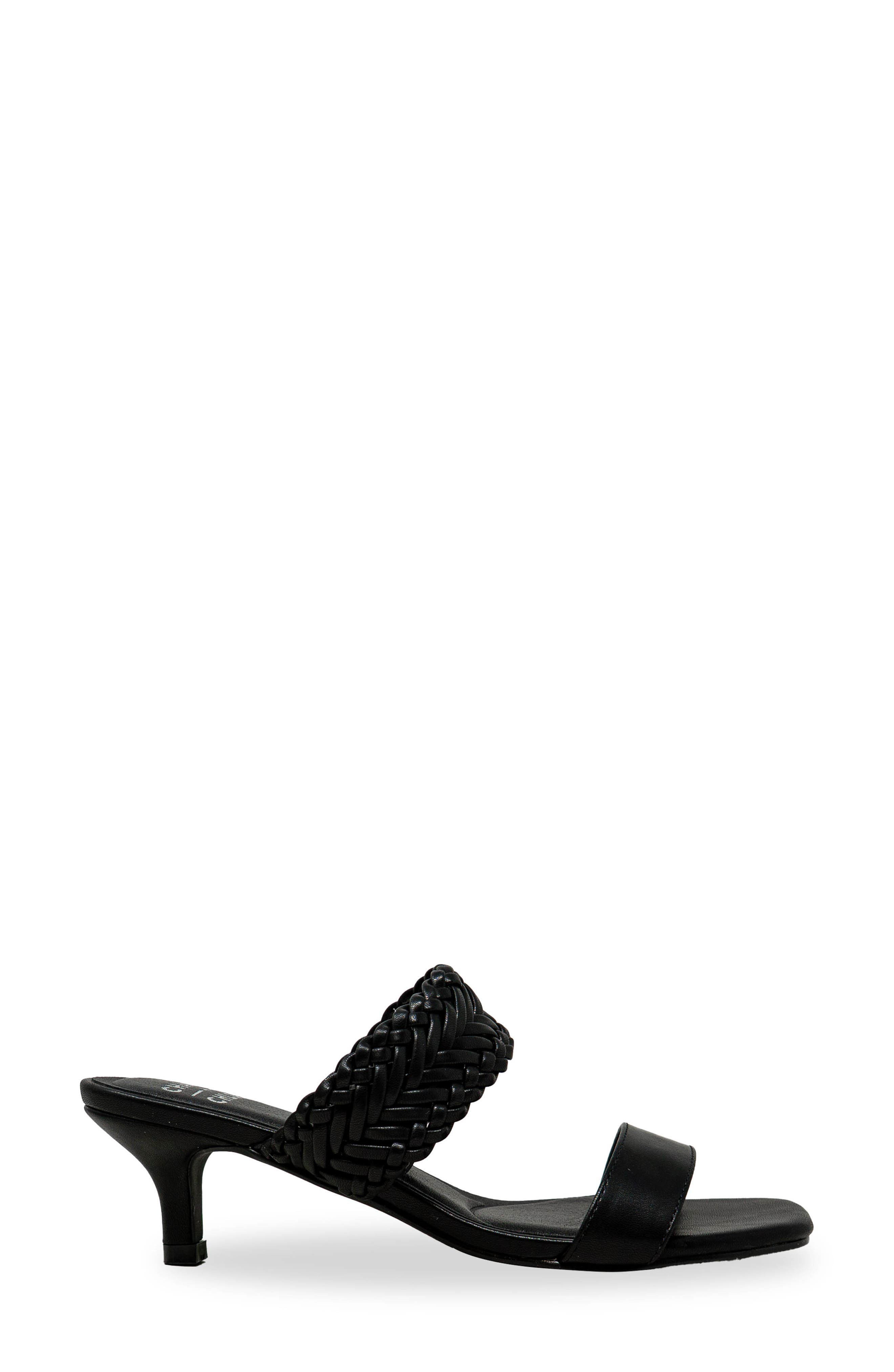 CHASE AND CHLOE Woven Double Strap Kitten Heel Sandal, Alternate, color, Black