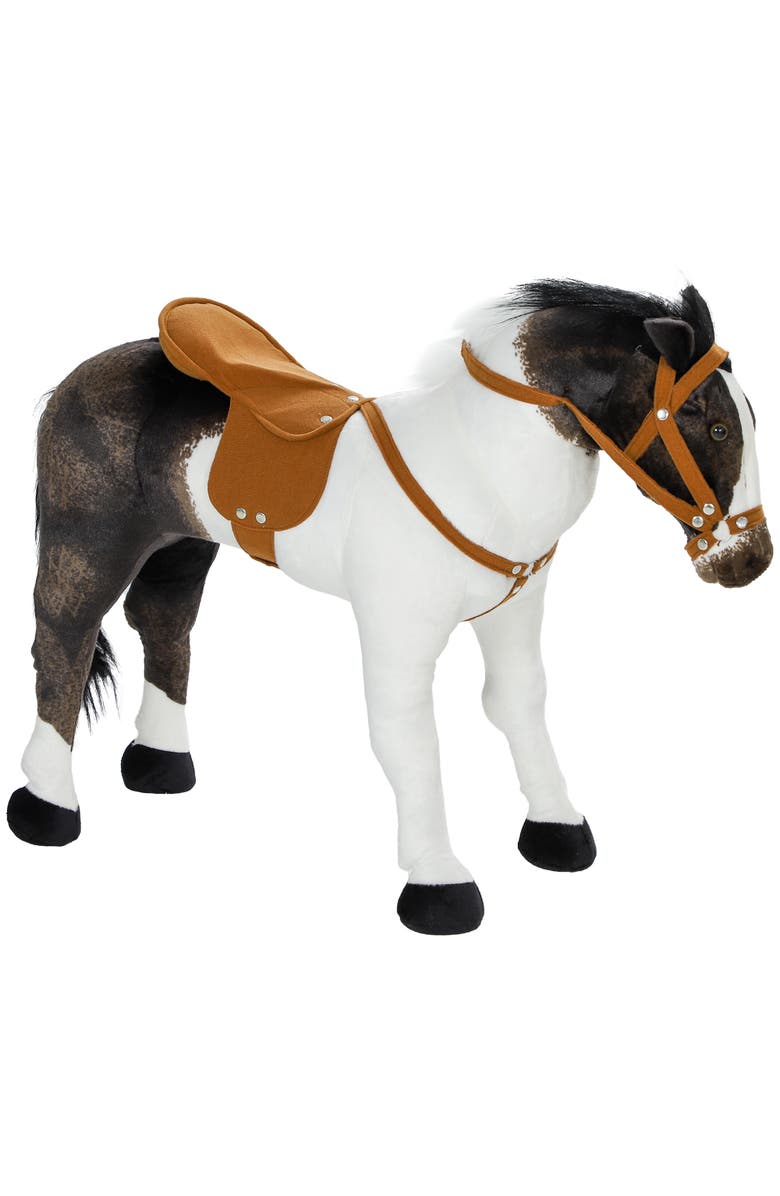 Qaba Kids Ride-on Horse, Stuffed, Neighing Sound, Padding, Main, color, Brown