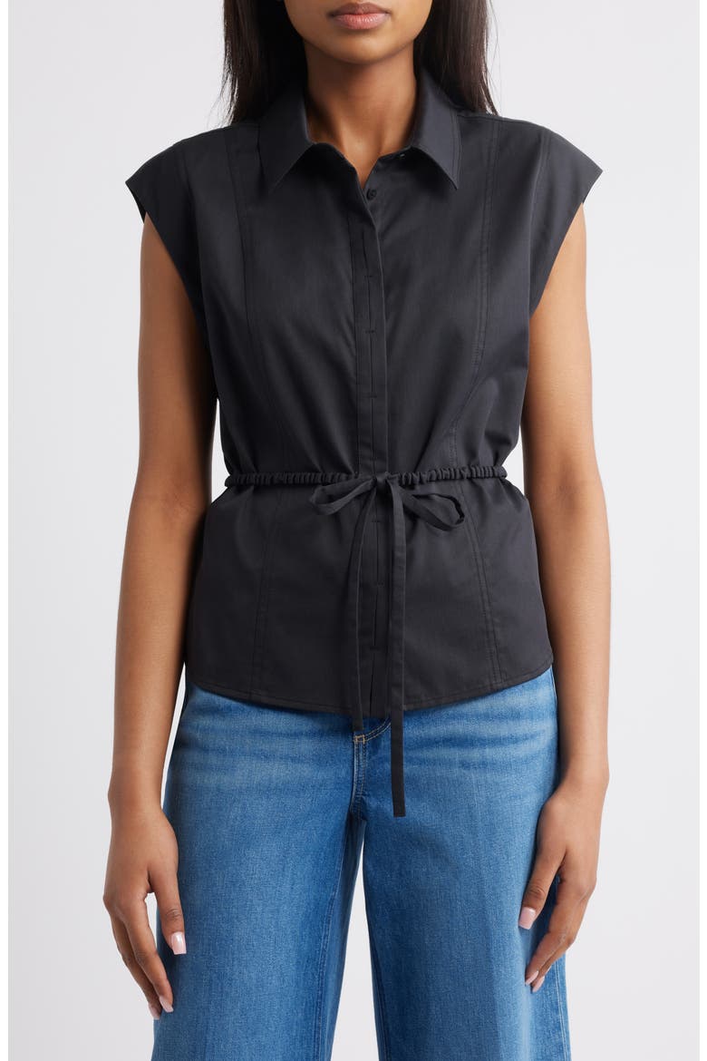 Cap Sleeve Peplum Top, Main, color, BLACK