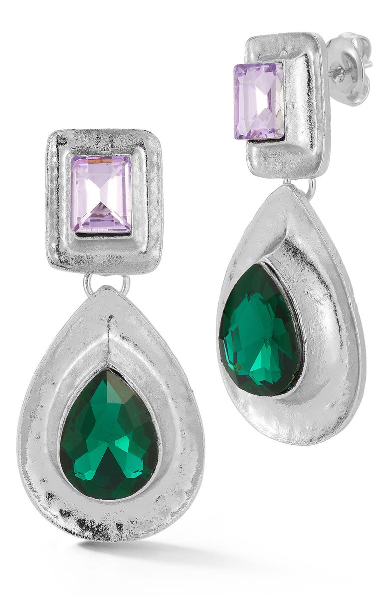 SPHERA MILANO Teardrop Statement Earrings, Main, color, Silver