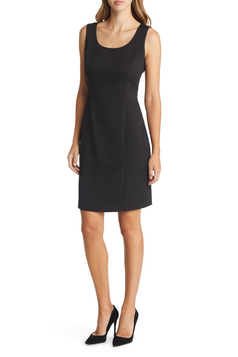 Two Piece Crop Jacket & Sheath Dress, Alternate, color, BLACK