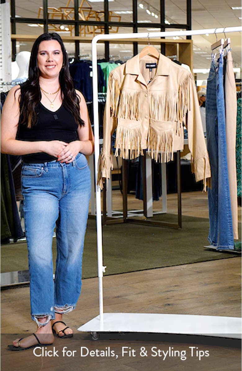 Halia Fringe Trim Faux Leather Jacket, sales video thumbnail