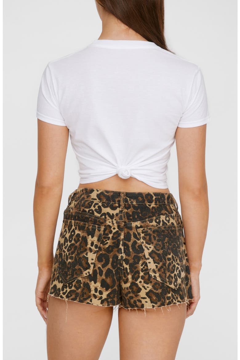 Leopard Print Denim Cutoff Shorts, Alternate, color, LEOPARD