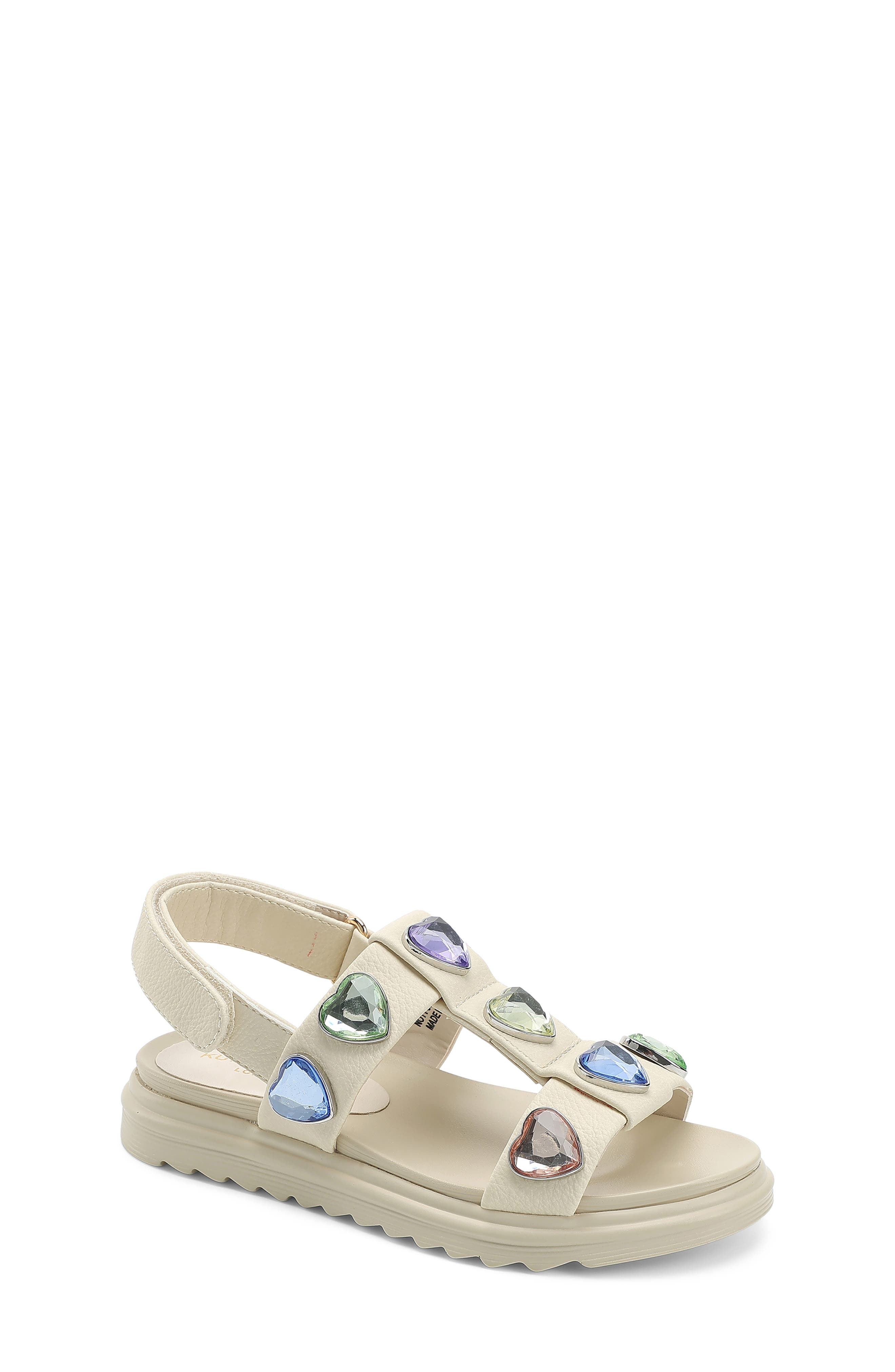 Kurt Geiger London Kids' Mini Orson Heart Slingback Sandal, Main, color, Bone