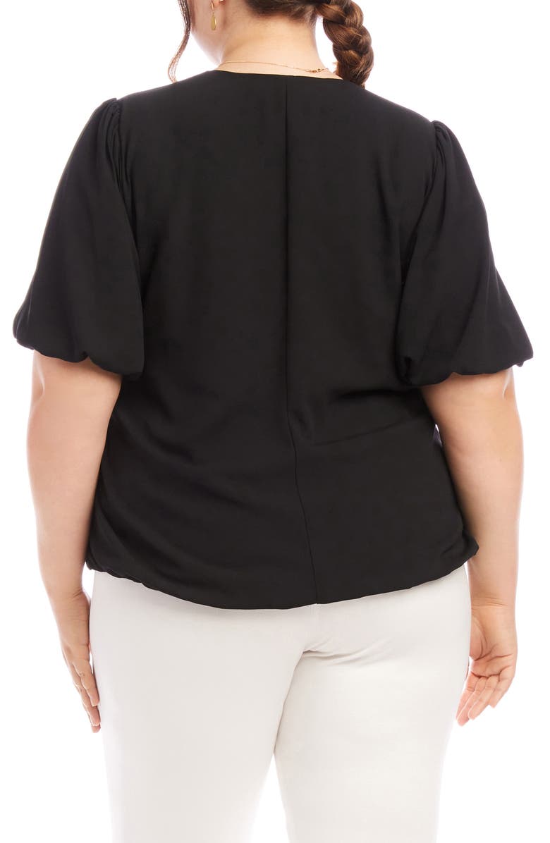 Karen Kane Puff Sleeve Crepe Top, Alternate, color, Black