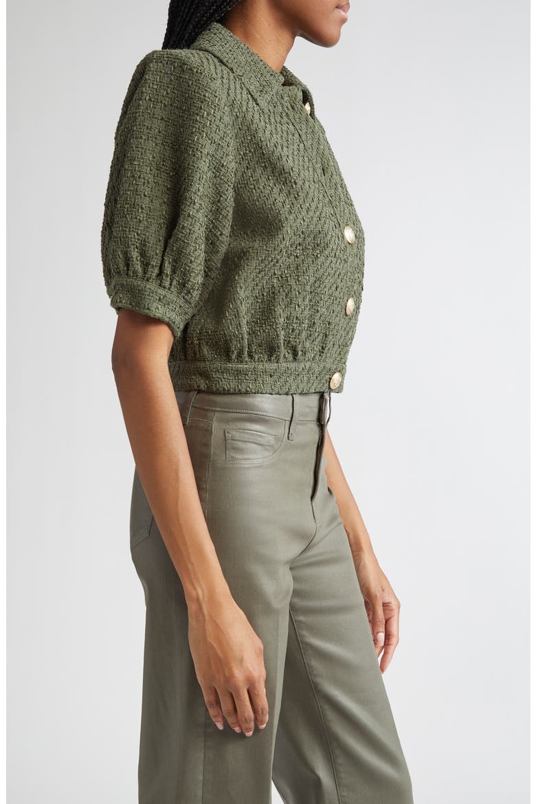 Cove Short Sleeve Tweed Crop Jacket, Alternate, color, BEETLE