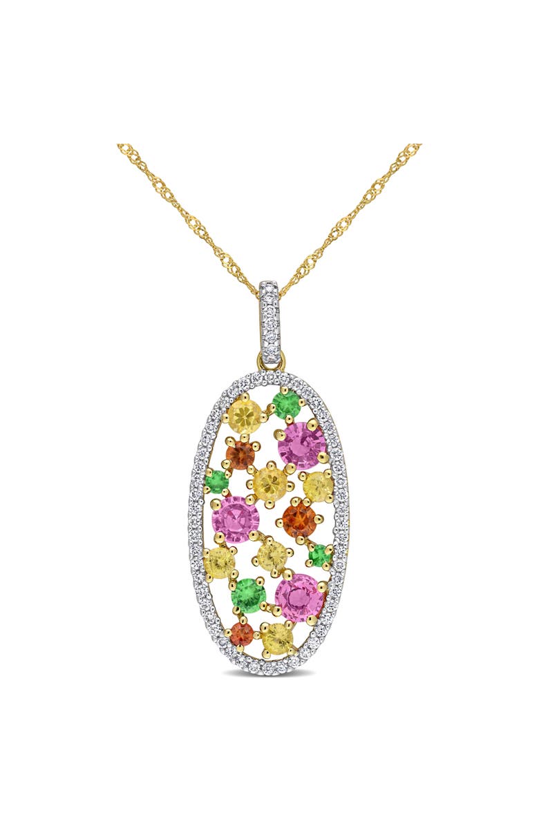 Julianna B. Multi Gemstone & Diamond Oval Necklace 14k, Main, color, 
