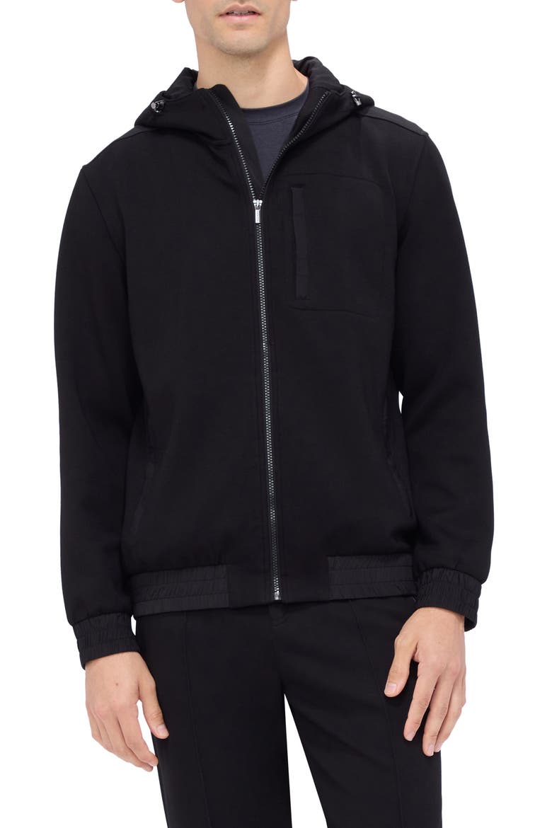 Hooded Long Sleeve Knit Top, Main, color, BLACK