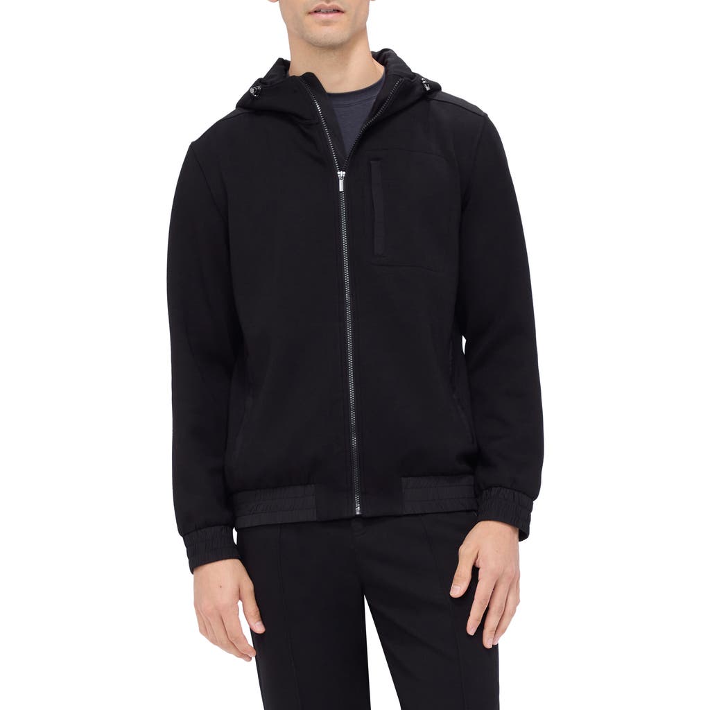 Bugatchi Hooded Long Sleeve Knit Top In Black