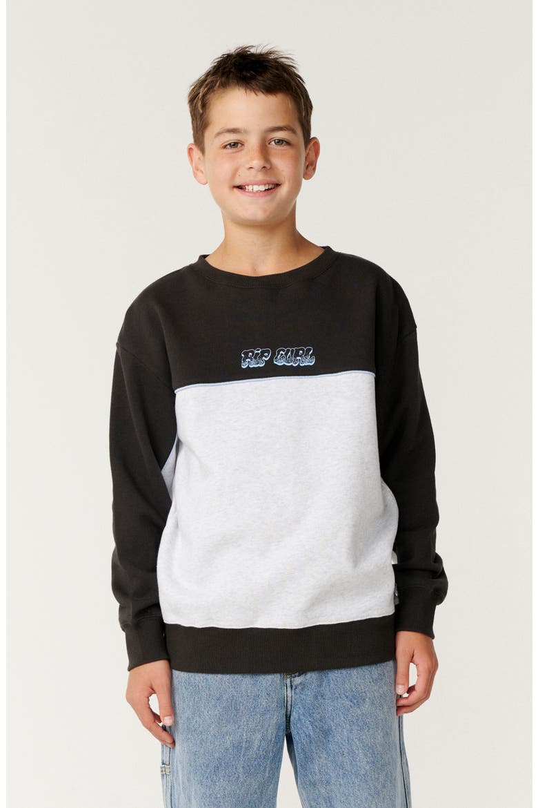 Kids' Rip-Tuals Crewneck Sweatshirt, Main, color, WASHED BLACK