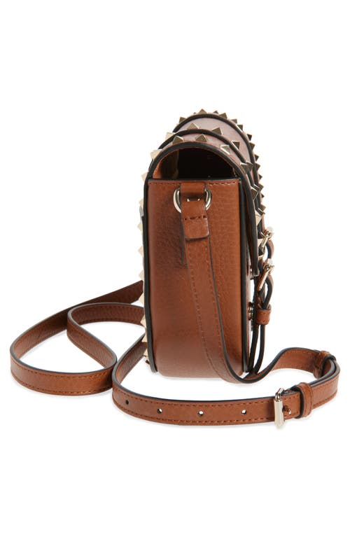 Valentino Rockstud Small Messenger Shoulder Bag In Brown