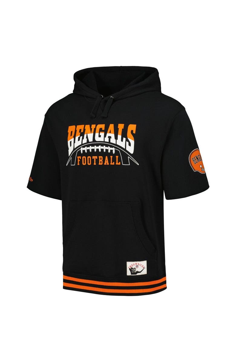 Mitchell & Ness Men's Mitchell & Ness Black Cincinnati Bengals Pre-Game Short Sleeve Pullover Hoodie, Alternate, color, Black