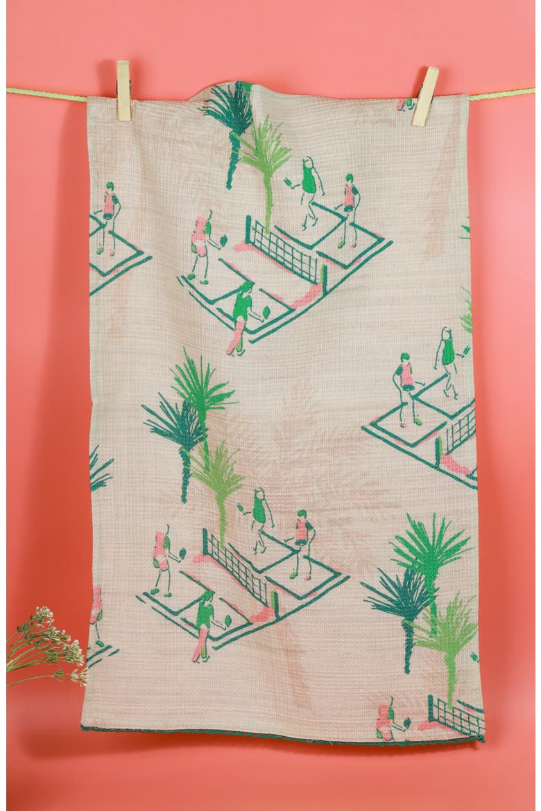 Pickleball Game Day Set of 3 Kitchen Towels, Alternate, color, KELLY GREEN/ WHITE