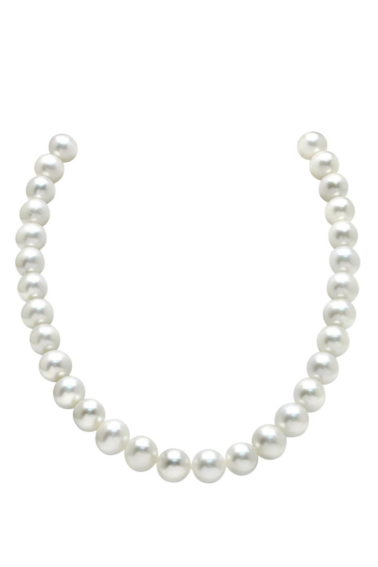 10.5-11.5mm White Freshwater Pearl Necklace - AAA Quality, Main, color, Yellow Gold Clasp
