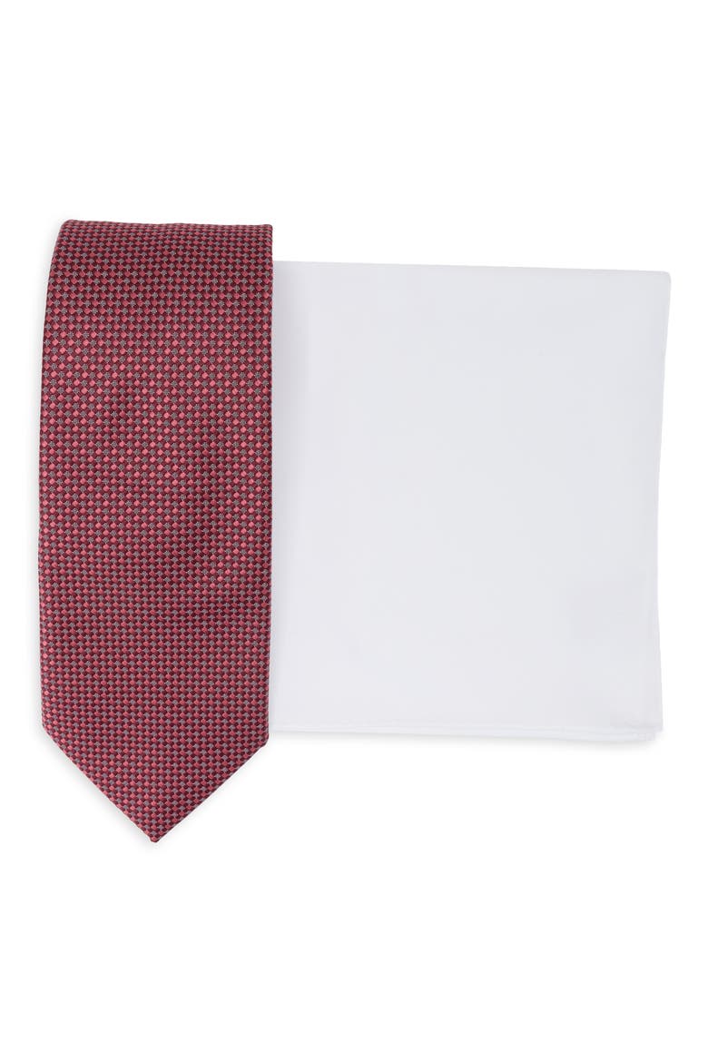 Rich Paisley Tie & Pocket Square Set, Alternate, color, BURGUNDY