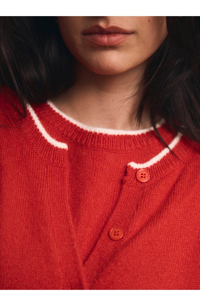 MINT VELVET Layered Tipped Knit Cardigan, Alternate, color, Red