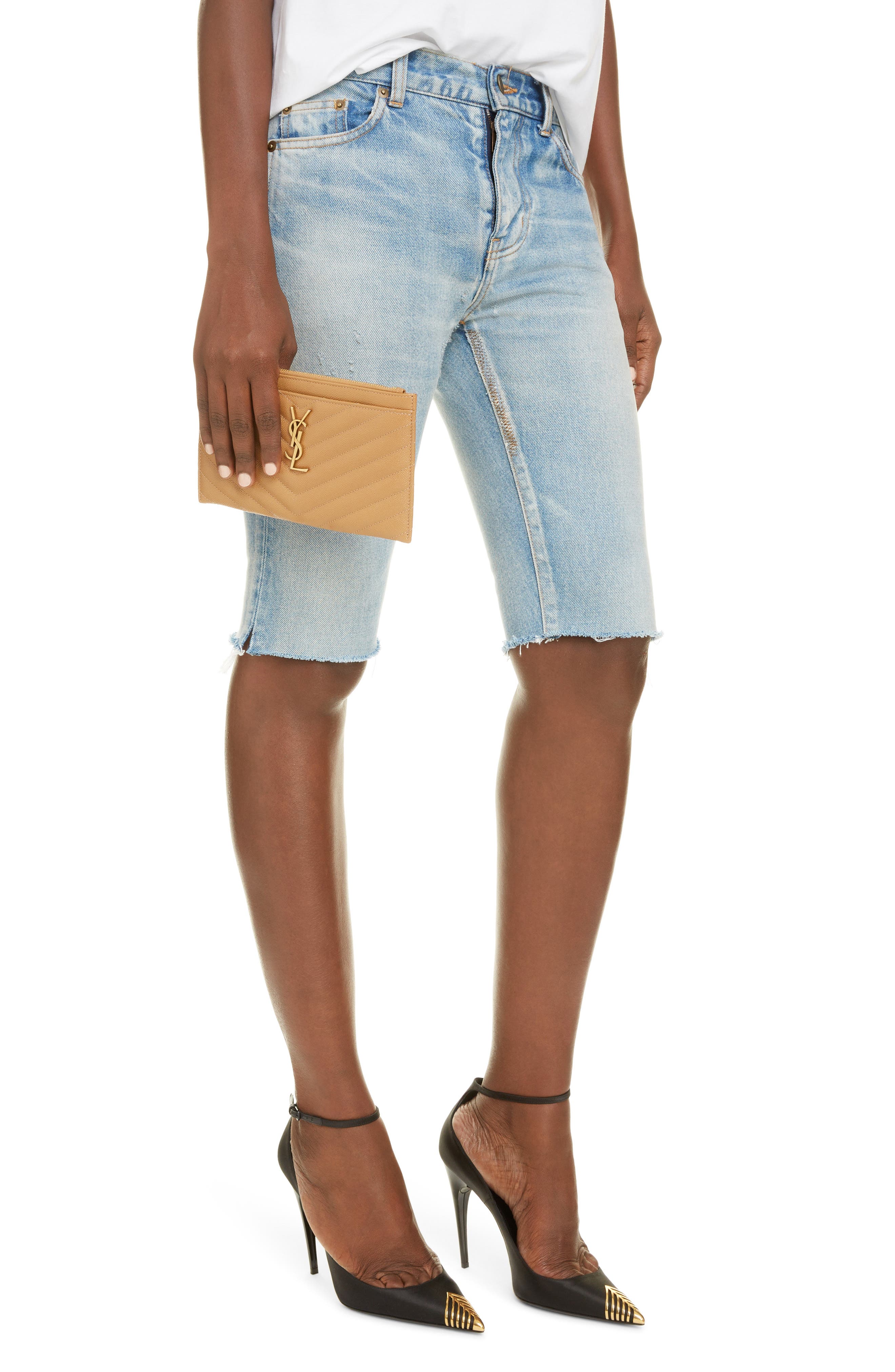 Saint Laurent Monogram Matelassé Calfskin Bill Pouch, Alternate, color, 