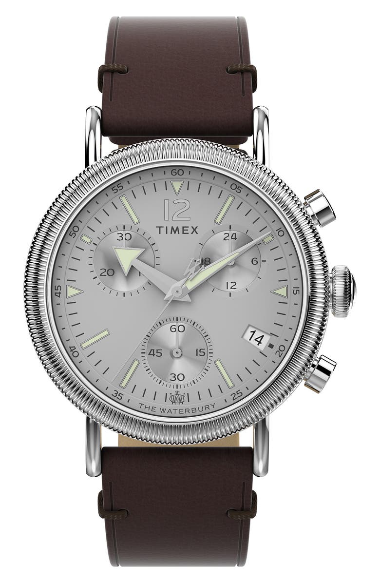 Timex<sup>®</sup> Waterbury Standard Leather Strap Watch, 40mm, Main, color,