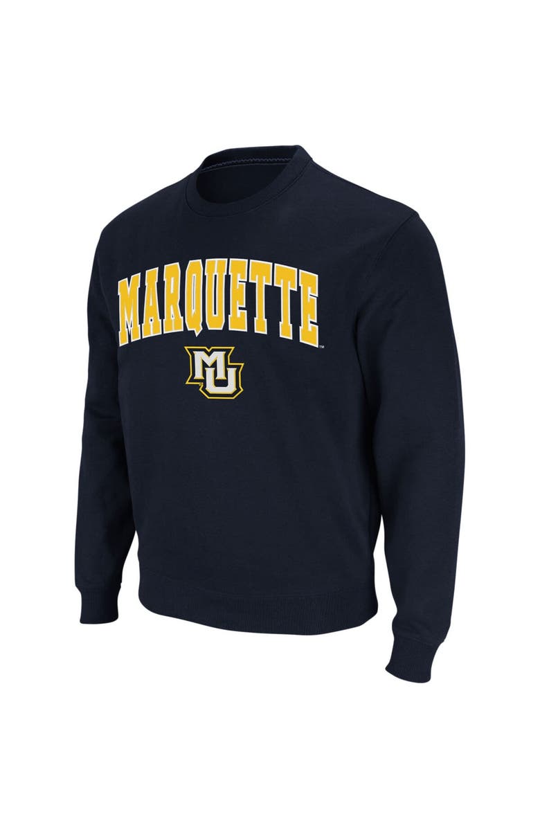 COLOSSEUM Men's Colosseum Navy Marquette Golden Eagles Arch & Logo Crew Neck Sweatshirt, Alternate, color, Navy