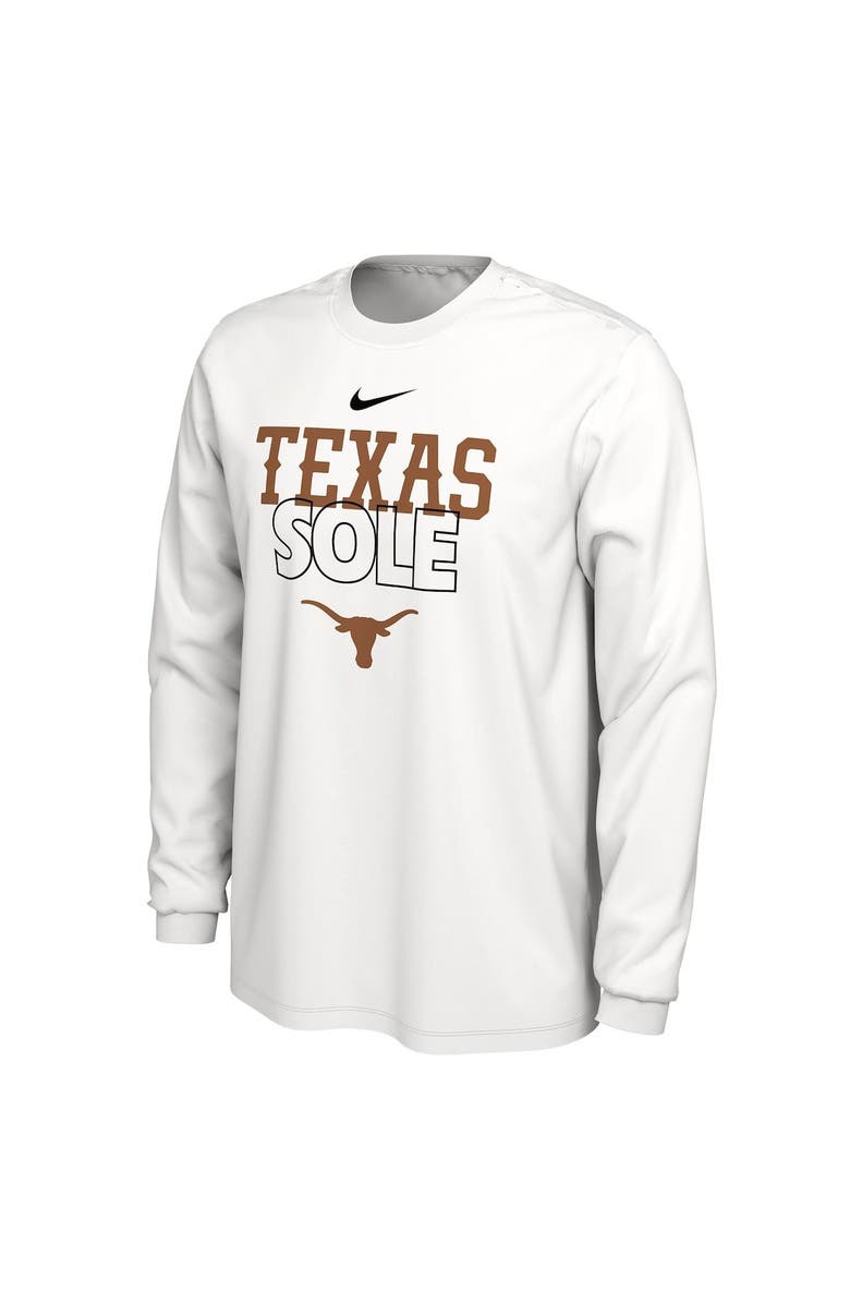 Nike White Texas Longhorns 2023 On Court Bench Long Sleeve T-Shirt, Alternate, color, 