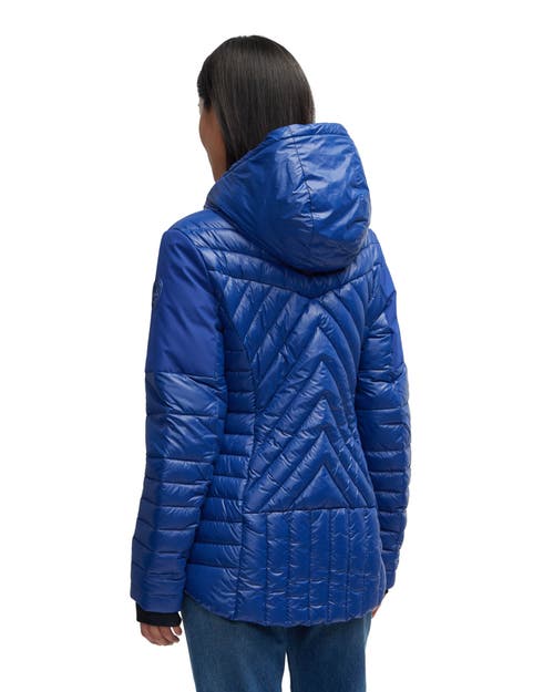 Pajar Esmay Lightweight Mixed Media Quilted Packable Puffer In Sapphire