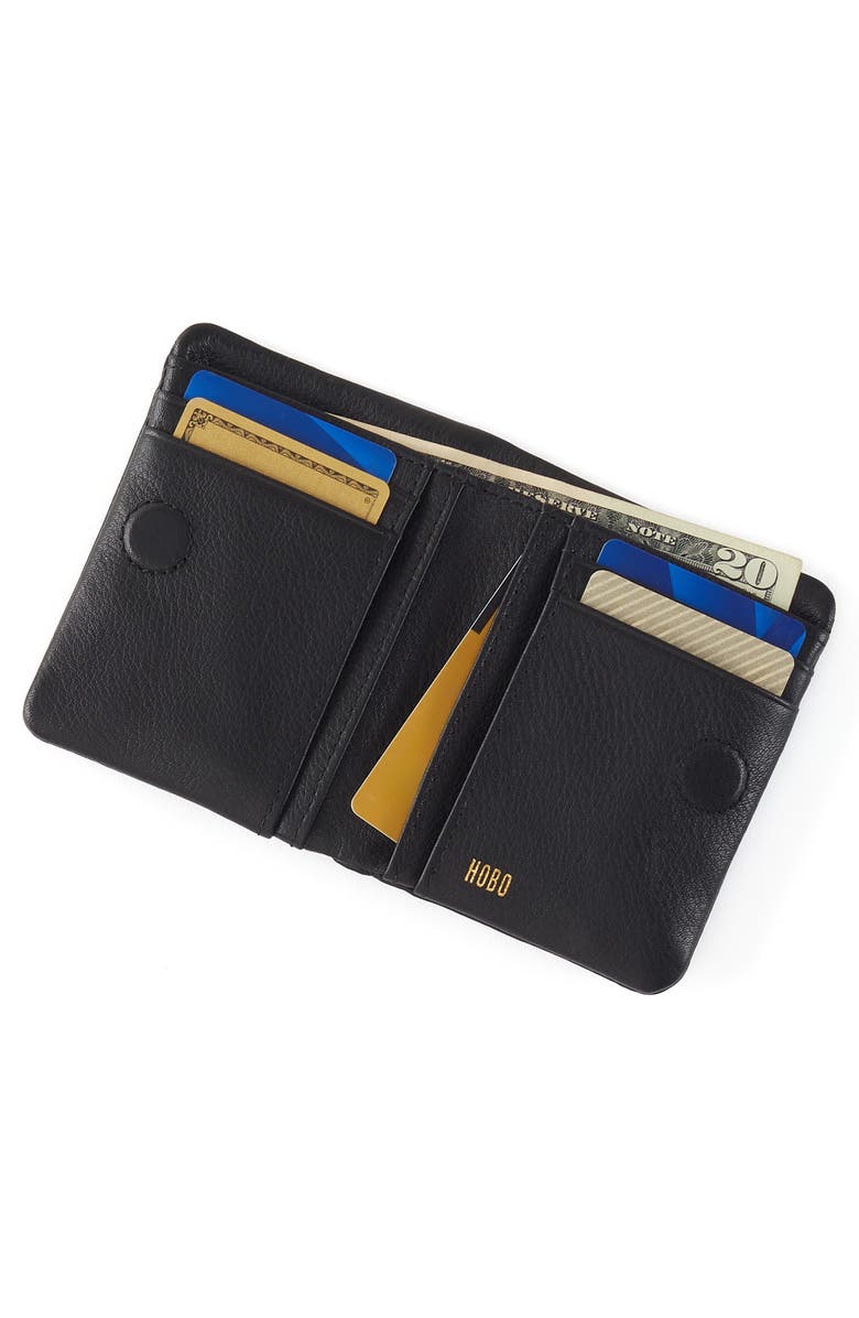 HOBO Lumen Leather Mini Wallet, Alternate, color, Black