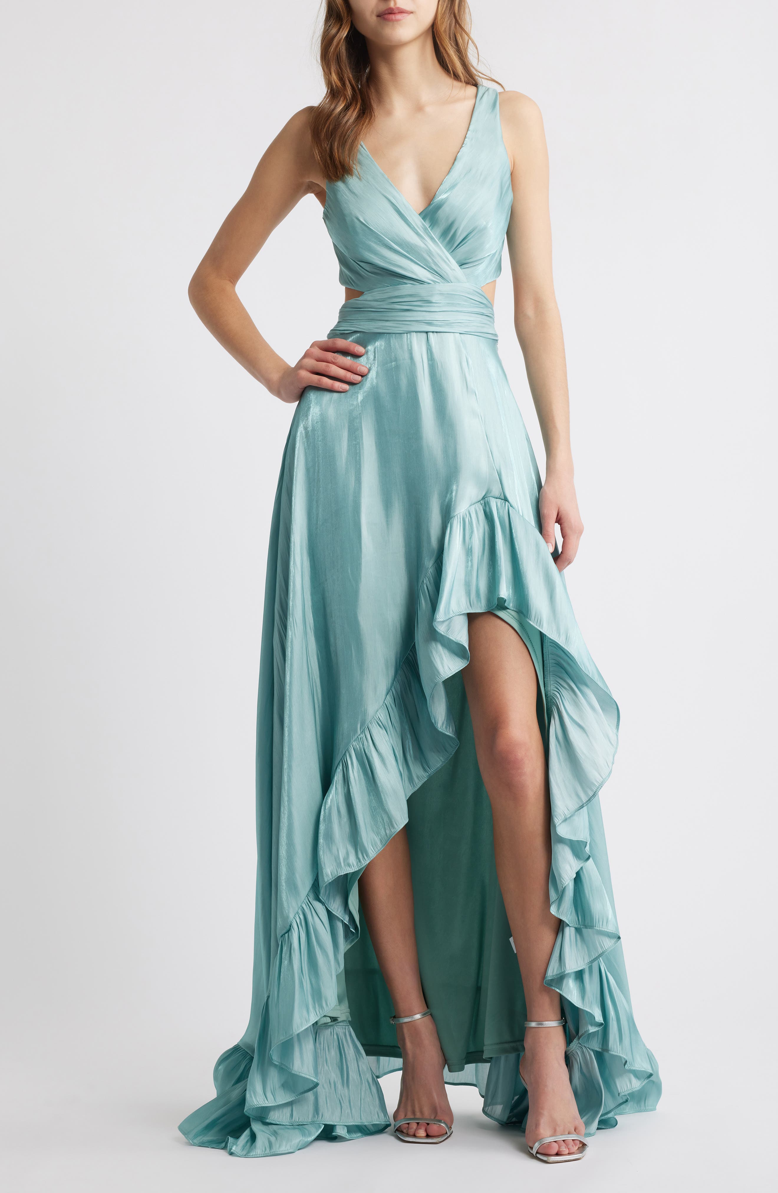 Lulus Rylee Satin Maxi Cocktail Dress | Nordstromrack