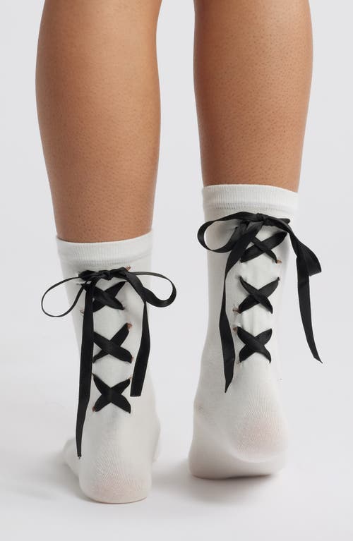 Casa Clara Kirra Ribbon Crew Socks In White
