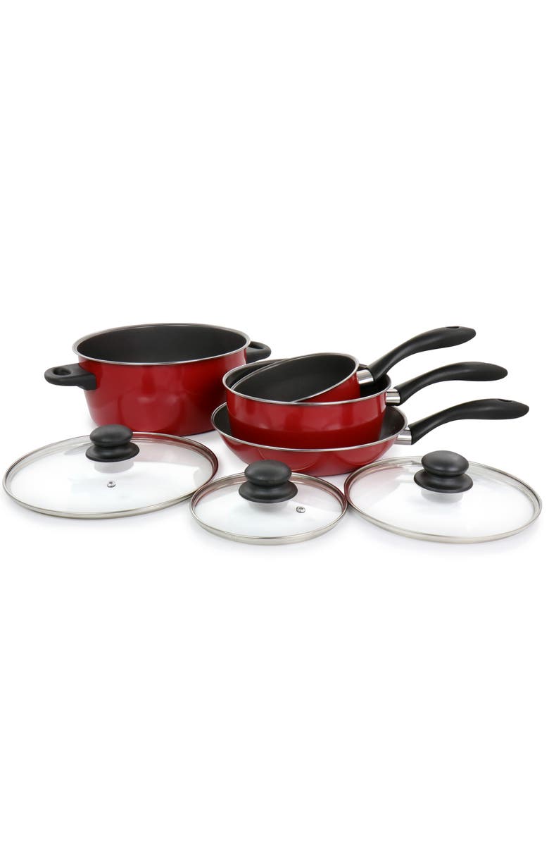 Gibson Home Armada 7 Piece Nonstick Carbon Steel Cookware Set, Alternate, color, Red