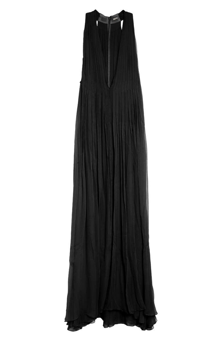 Adam Lippes Pleated Plunge Neck Silk Chiffon Maxi Dress, Alternate, color,