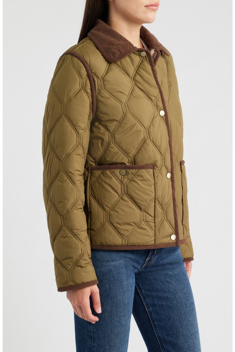 Corduroy Trim Quilted Barn Jacket, Alternate, color, MILITARY OLIVE