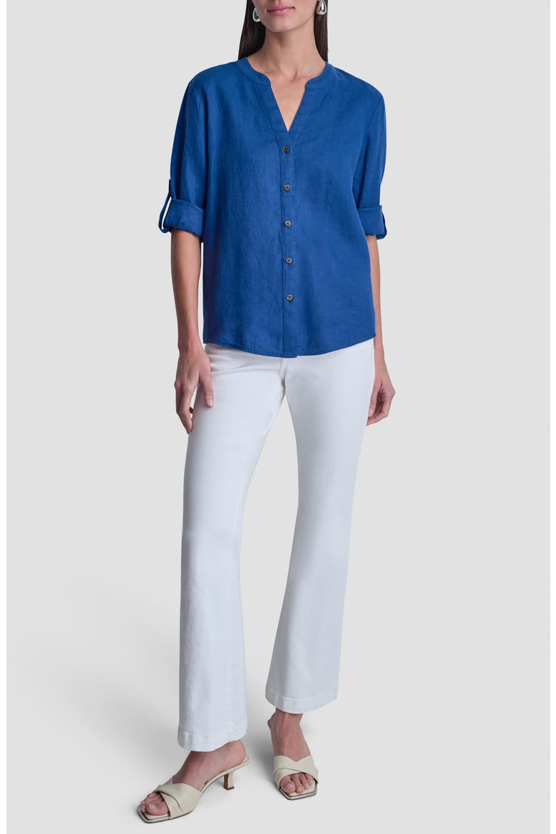 Linen Button-Up Shirt, Alternate, color, ADMIRAL