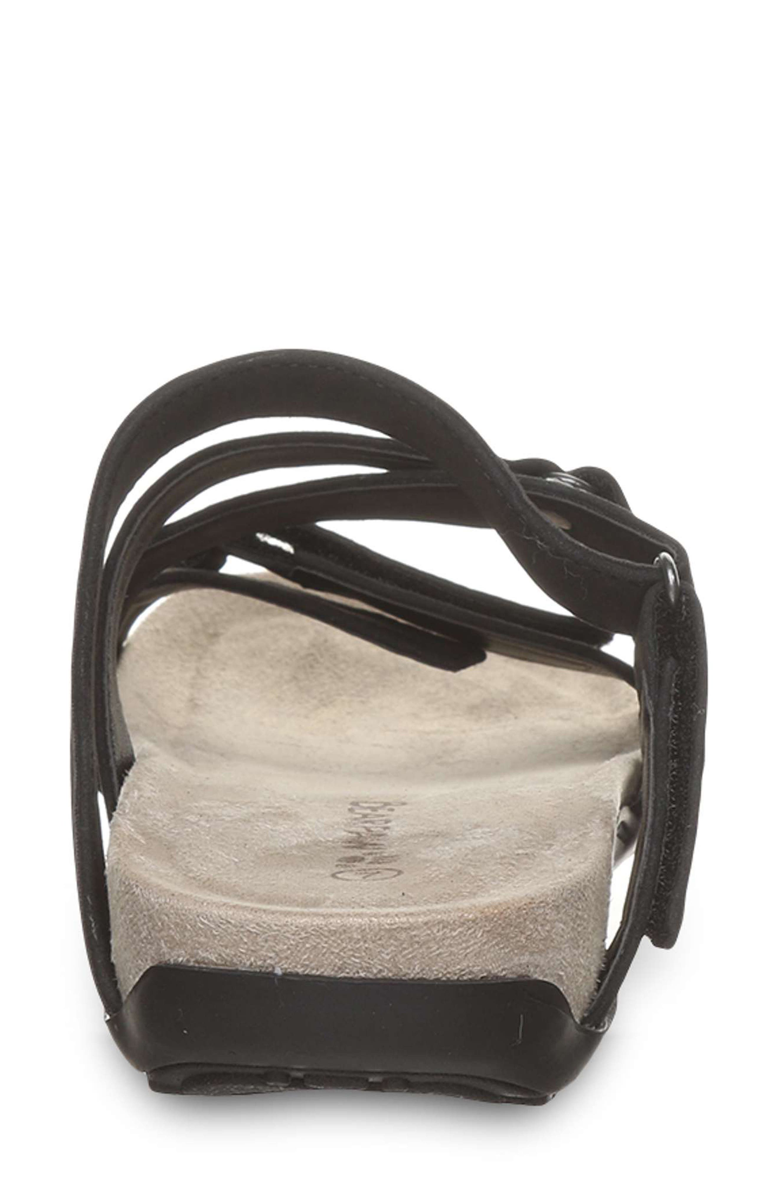 BEARPAW Acacia Faux Leather Slide Sandal, Alternate, color, Black