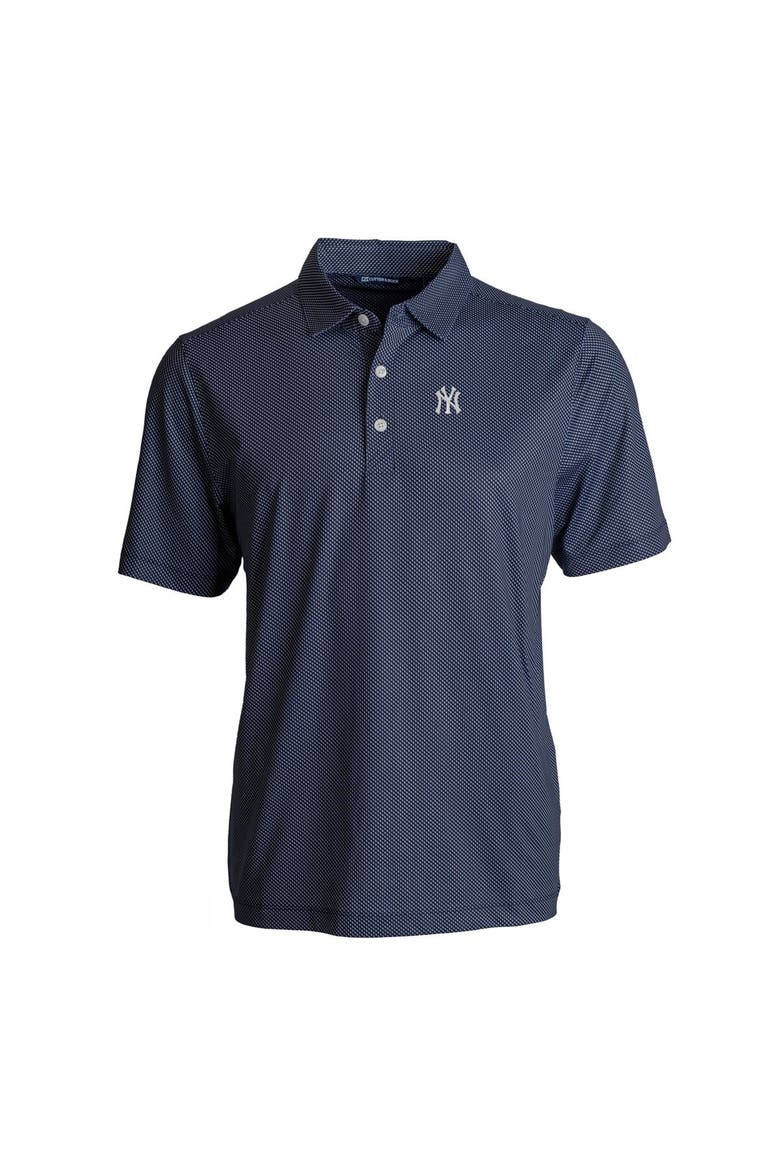 Men's Cutter & Buck Navy/White New York Yankees Pike Eco Symmetry Print Stretch Recycled Polo, Alternate, color, Navy