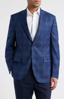 Peter Millar Flynn Classic Blue Windowpane Check Wool Sport Coat